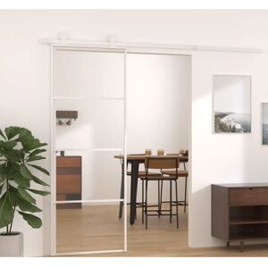 vidaXL White Sliding Door 76x205 cm - Interior Glass & Aluminum vidaXL White Sliding Door 76x205 cm - Interior Glass & Aluminum