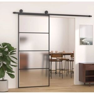 vidaXL Schiebetür ESG-Glas und Aluminium mattiert - Schwarz - Innentür vidaXL Schiebetür ESG-Glas und Aluminium mattiert - Schwarz - Innentür