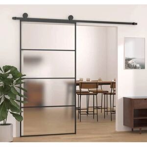vidaXL Sliding Door Frosted ESG Glass and Aluminium Black - Interior Barn Door vidaXL Sliding Door Frosted ESG Glass and Aluminium Black - Interior Barn Door