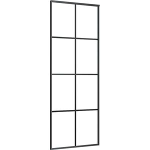vidaXL Zwarte schuifdeur 76x205 cm - Glas & Aluminium vidaXL Zwarte schuifdeur 76x205 cm - Glas & Aluminium