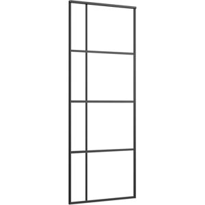 vidaXL Sliding Door Black - ESG Glass Aluminum - 76x205 cm - Modern Space-Saving vidaXL Sliding Door Black - ESG Glass Aluminum - 76x205 cm - Modern Space-Saving