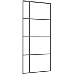 vidaXL Sliding Door Frosted ESG Glass Aluminium Black - Interior Barn Door vidaXL Sliding Door Frosted ESG Glass Aluminium Black - Interior Barn Door