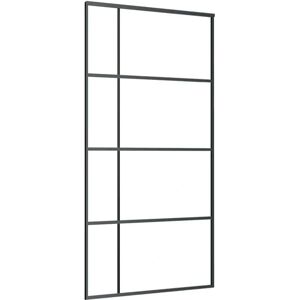 vidaXL Sliding Door Frosted ESG Glass Aluminum Black - Interior Barn Door vidaXL Sliding Door Frosted ESG Glass Aluminum Black - Interior Barn Door