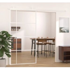 vidaXL Puerta corredera blanca ESG cristal aluminio - Puerta interior vidaXL Puerta corredera blanca ESG cristal aluminio - Puerta interior