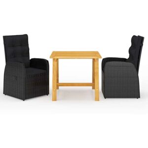 vidaXL Black Garden Dining Set Table Chairs Cushions vidaXL Black Garden Dining Set Table Chairs Cushions