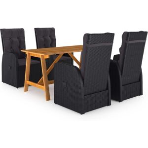 vidaXL Black Garden Dining Set Table and Chairs - Garden Dining Set vidaXL Black Garden Dining Set Table and Chairs - Garden Dining Set