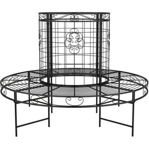 vidaXL Black Steel 137 cm Tree Bench - Outdoor Garden Seating vidaXL Black Steel 137 cm Tree Bench - Outdoor Garden Seating