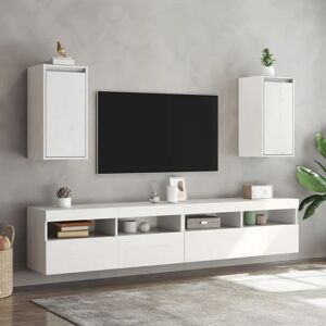 vidaXL White Wall Cabinet 2 pcs - Wall Storage Cabinet Solid Wood vidaXL White Wall Cabinet 2 pcs - Wall Storage Cabinet Solid Wood