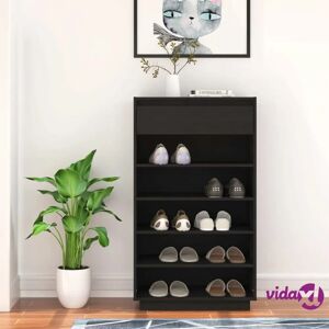 vidaXL Black Solid Wood Pine Shoe Cabinet - 60x34x105 cm vidaXL Black Solid Wood Pine Shoe Cabinet - 60x34x105 cm