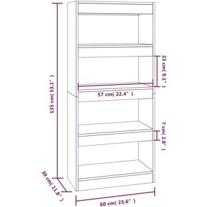 vidaXL Bookcase - Smoked oak - Room Divider - 60x30x135 cm vidaXL Bookcase - Smoked oak - Room Divider - 60x30x135 cm