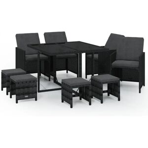 VidaXL Udendørs Møbel-Set - Sort - Have Spisebord 9 stk VidaXL Udendørs Møbel-Set - Sort - Have Spisebord 9 stk