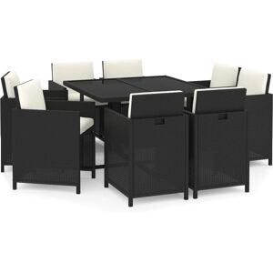Conjunto de Muebles de Exterior VidaXL - Comedor Moderno Jardín - Negro Conjunto de Muebles de Exterior VidaXL - Comedor Moderno Jardín - Negro
