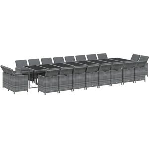 Maisonchic - Gartentisch-Set 21-tlg. mit Kissen - Polyrattan Grau Maisonchic - Gartentisch-Set 21-tlg. mit Kissen - Polyrattan Grau