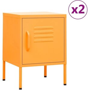 VidaXL Mustard Yellow Steel Nightstand - Nightstand - Steel - 35x35x51 cm VidaXL Mustard Yellow Steel Nightstand - Nightstand - Steel - 35x35x51 cm