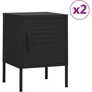 vidaXL Nightstand Steel Bedside Storage Cabinet - Nightstand vidaXL Nightstand Steel Bedside Storage Cabinet - Nightstand
