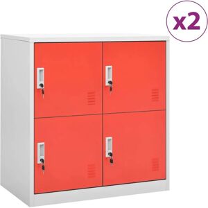 vidaXL Locker Cabinets Light Grey Red Steel - Locker Cabinets vidaXL Locker Cabinets Light Grey Red Steel - Locker Cabinets