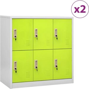 vidaXL 2x Locker Cabinets Light Grey and Green Steel Office Storage Cabinet vidaXL 2x Locker Cabinets Light Grey and Green Steel Office Storage Cabinet
