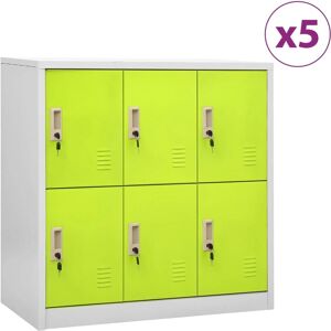 vidaXL 5x Locker Cabinets Light Grey and Green Steel Office Storage Cabinet - Locker Cabinets vidaXL 5x Locker Cabinets Light Grey and Green Steel Office Storage Cabinet - Locker Cabinets