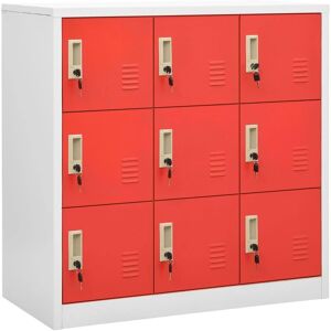 vidaXL Locker Cabinets Light Grey and Red Steel Office Storage Side Cabinet - Locker Cabinets vidaXL Locker Cabinets Light Grey and Red Steel Office Storage Side Cabinet - Locker Cabinets