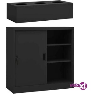 vidaXL Office Cabinet with Sliding Doors - Anthracite Steel Storage vidaXL Office Cabinet with Sliding Doors - Anthracite Steel Storage
