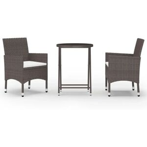 Vidaxl Garden Bistro Set - Brown - Weather-Resistant PE Rattan Vidaxl Garden Bistro Set - Brown - Weather-Resistant PE Rattan