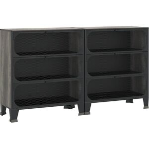 vidaXL Storage Cabinet Metal MDF - 2 pcs Grey/Brick Brown - Storage Cabinet vidaXL Storage Cabinet Metal MDF - 2 pcs Grey/Brick Brown - Storage Cabinet