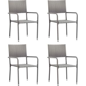 vidaXL Garden Dining Chairs 4 pcs Grey Poly Rattan - Garden Dining Chairs vidaXL Garden Dining Chairs 4 pcs Grey Poly Rattan - Garden Dining Chairs