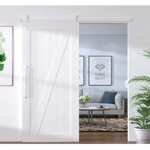 vidaXL White 183cm Sliding Door Hardware Kit - Sliding Barn vidaXL White 183cm Sliding Door Hardware Kit - Sliding Barn