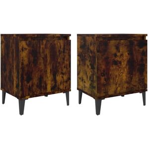 vidaXL Bed Cabinets Smoked Oak 2 pcs - Bedside Table Set vidaXL Bed Cabinets Smoked Oak 2 pcs - Bedside Table Set