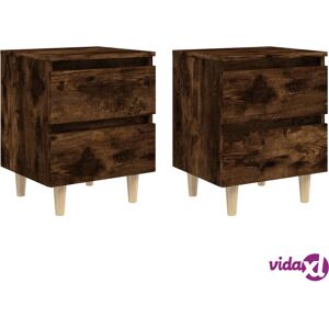 vidaXL Solid Wood Bedside Tables with Legs - Bed Cabinets vidaXL Solid Wood Bedside Tables with Legs - Bed Cabinets