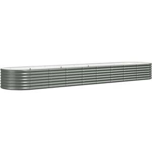 vidaXL Garden Raised Bed Powder-coated Steel 368x80x36 cm Grey - Garden Planter vidaXL Garden Raised Bed Powder-coated Steel 368x80x36 cm Grey - Garden Planter