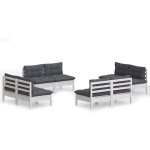 VidaXL Udendørs Møbel Sæt - Grantræ, 8 dele, Hvid VidaXL Udendørs Møbel Sæt - Grantræ, 8 dele, Hvid