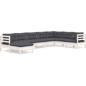 VidaXL Gartentisch-Set - Weiß, Modular, Mit Kissen - Gartenlounge VidaXL Gartentisch-Set - Weiß, Modular, Mit Kissen - Gartenlounge