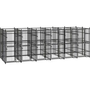 vidaXL Steel Outdoor Dog Kennel - 11.06 m² - Large Black Animal Cage vidaXL Steel Outdoor Dog Kennel - 11.06 m² - Large Black Animal Cage