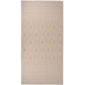 vidaXL Outdoor Flatweave Rug 100x200 cm Brown Stripes - Rug vidaXL Outdoor Flatweave Rug 100x200 cm Brown Stripes - Rug