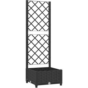 vidaXL Garden Planter with Trellis Black 40x40x121.5 cm - Garden Planter vidaXL Garden Planter with Trellis Black 40x40x121.5 cm - Garden Planter