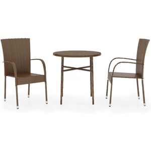 vidaXL 3098027 outdoor furniture set - Brown - Garden Dining Set 3 Piece Poly Rattan vidaXL 3098027 outdoor furniture set - Brown - Garden Dining Set 3 Piece Poly Rattan