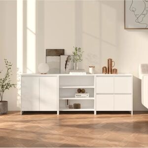 vidaXL 3 pcs. Sideboard White Wood - Storage Furniture vidaXL 3 pcs. Sideboard White Wood - Storage Furniture