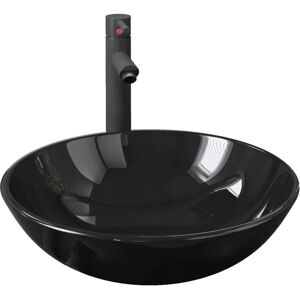 MAISONCHIC - Tempered Glass Bathroom Sink - 42x14cm, Black MAISONCHIC - Tempered Glass Bathroom Sink - 42x14cm, Black