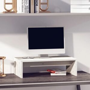 vidaXL White Monitor Stand with Solid Pine Wood - 50x27x15cm vidaXL White Monitor Stand with Solid Pine Wood - 50x27x15cm
