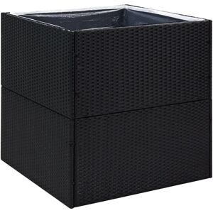 vidaXL Black Garden Planter 80x80x80 cm Poly Rattan - Garden Planter vidaXL Black Garden Planter 80x80x80 cm Poly Rattan - Garden Planter