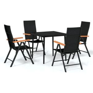 vidaXL 5 Piece Garden Dining Set - Black - Garden Dining Set vidaXL 5 Piece Garden Dining Set - Black - Garden Dining Set