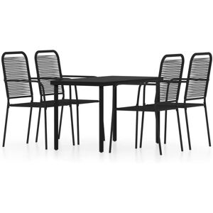 vidaXL Garden Dining Set - Steel Glass Woven Cotton - 5 pcs vidaXL Garden Dining Set - Steel Glass Woven Cotton - 5 pcs