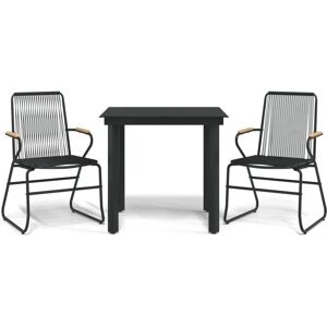 vidaXL Garden Dining Set - Black, 3 pcs PVC Rattan vidaXL Garden Dining Set - Black, 3 pcs PVC Rattan