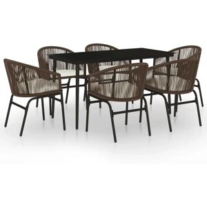 Maisonchic - Tuin Eettafelset 7-delig Bruin - Tuinmeubelen Maisonchic - Tuin Eettafelset 7-delig Bruin - Tuinmeubelen