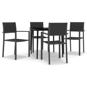 vidaXL 5 Piece Garden Dining Set Black - Garden Dining Set vidaXL 5 Piece Garden Dining Set Black - Garden Dining Set