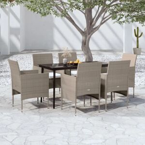 Conjunto de Comedor de Jardín Maison Chic - 7 Piezas Beige Negro Conjunto de Comedor de Jardín Maison Chic - 7 Piezas Beige Negro