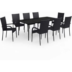 vidaXL Garden Dining Set - 9 Piece Black Table & Chairs vidaXL Garden Dining Set - 9 Piece Black Table & Chairs