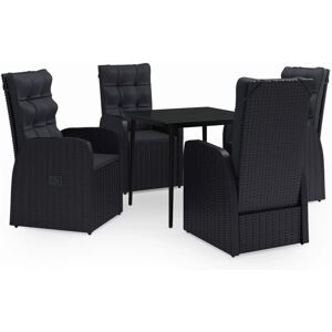 Set da pranzo da giardino vidaXL - Nero - Acciaio, Rattan, Vetro Set da pranzo da giardino vidaXL - Nero - Acciaio, Rattan, Vetro