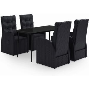 Set da pranzo da giardino Maisonchic - Nero, 5 pezzi, Tavolo, Sedie, Cuscini Set da pranzo da giardino Maisonchic - Nero, 5 pezzi, Tavolo, Sedie, Cuscini